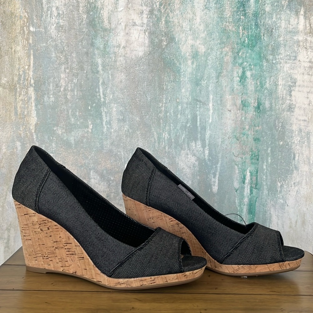 Toms Denim Cork Wedge